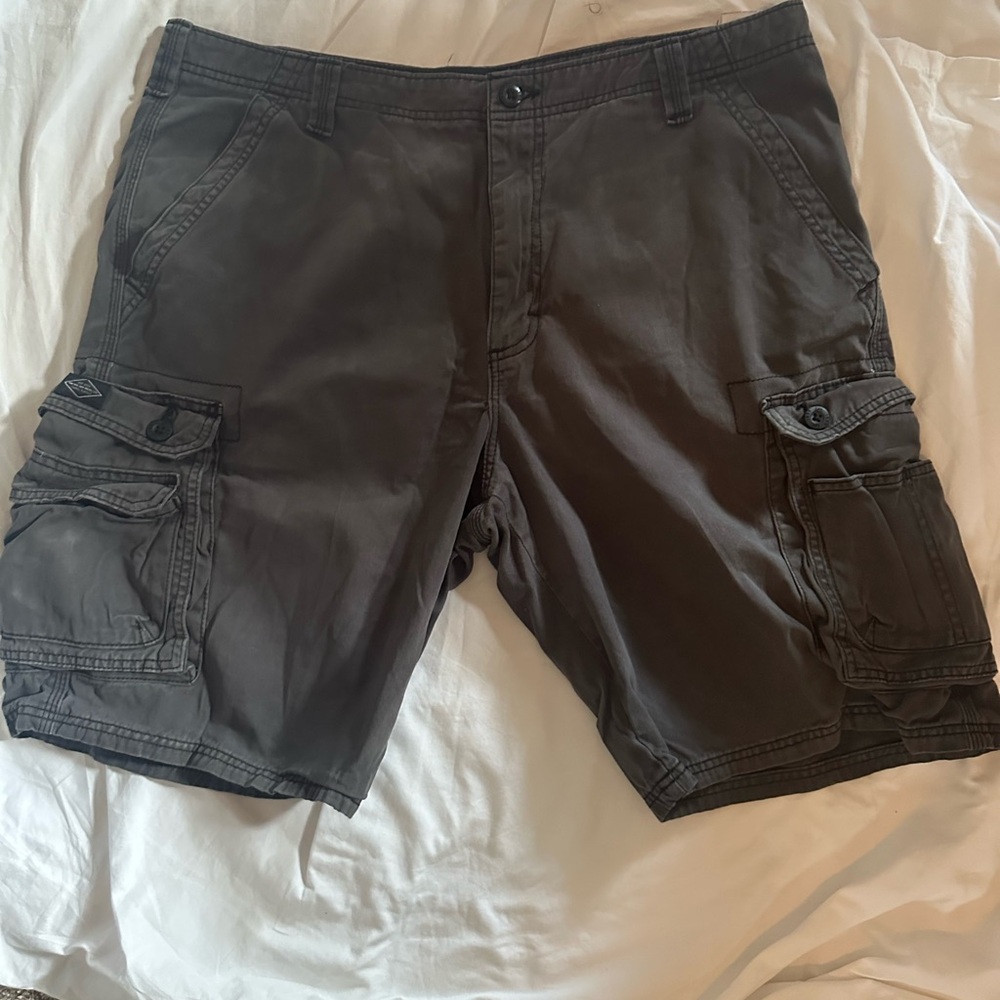 Lee Gray Cargo Shorts Relaxed Fit Cotton Blend